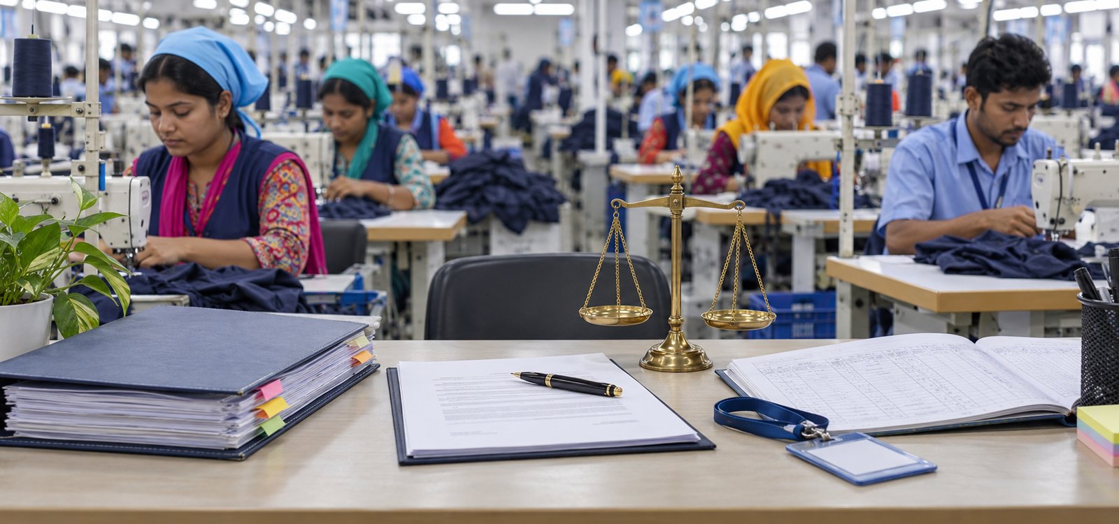 একটি পোশাক কারখানার উৎপাদন তল