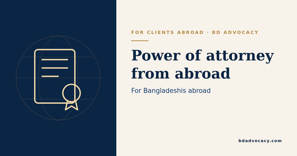 Power of attorney deed, passport and courier envelope