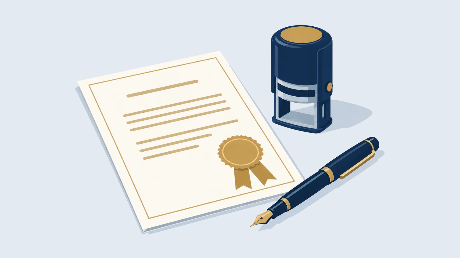 Sworn document with a notary seal, office stamp and pen, for affidavits and notary in Bangladesh