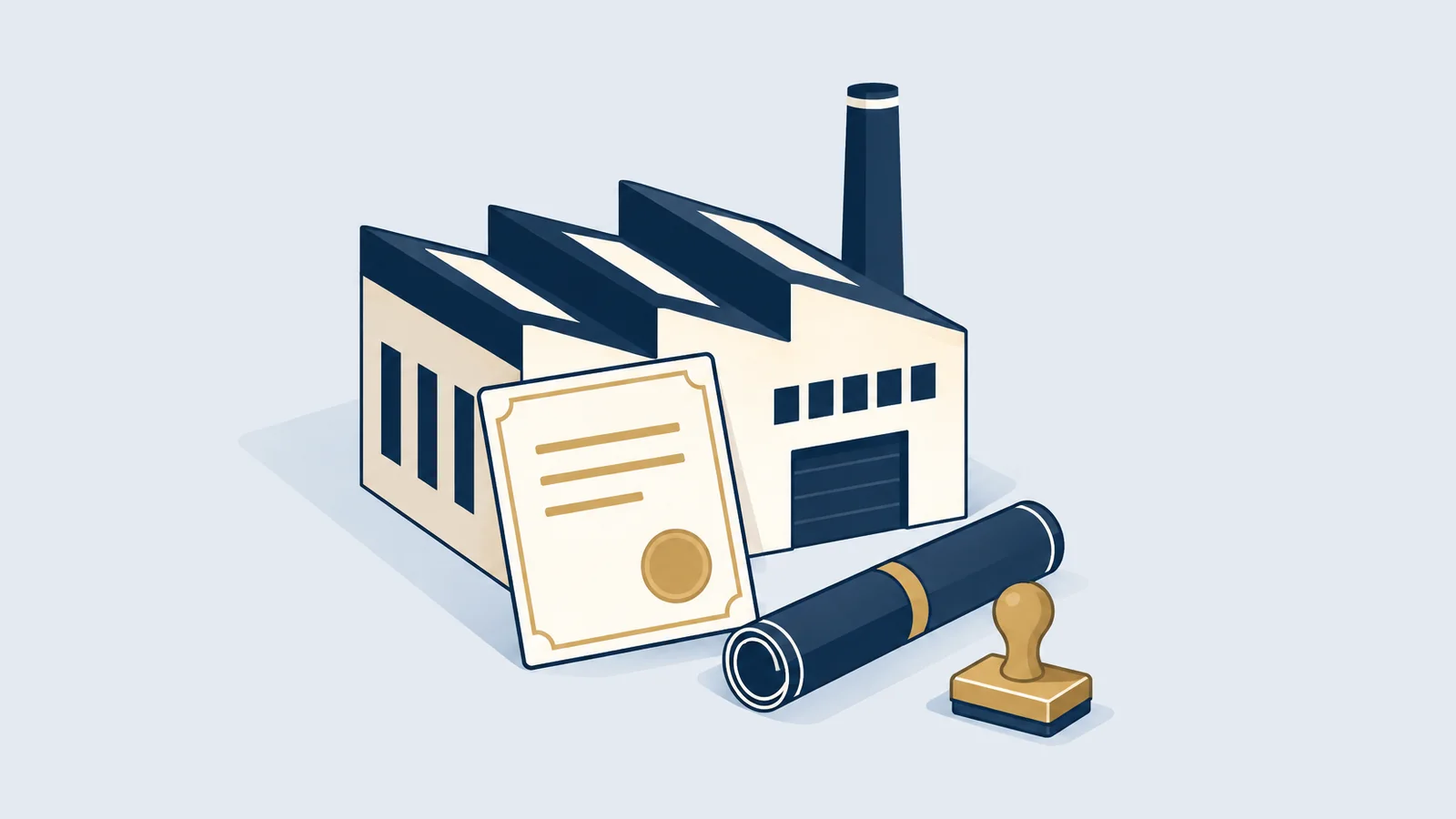 Factory with a licence certificate, rolled layout drawing and stamp, for the DIFE factory licence in Bangladesh