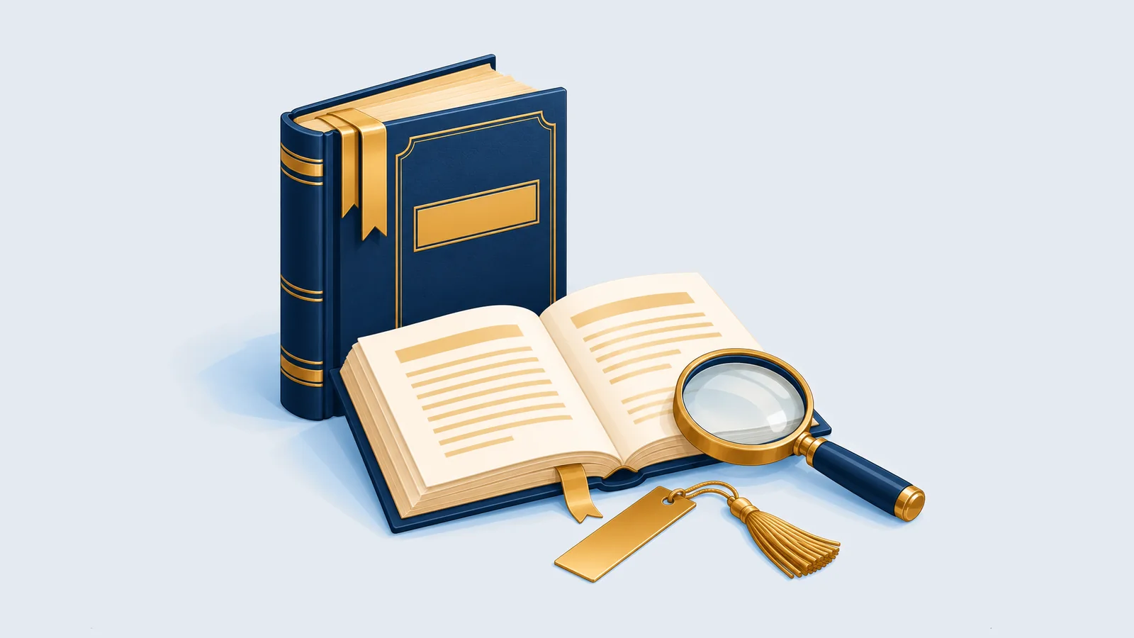 Open law book with gold bookmarks and magnifying glass, for the Income Tax Act 2023 explained
