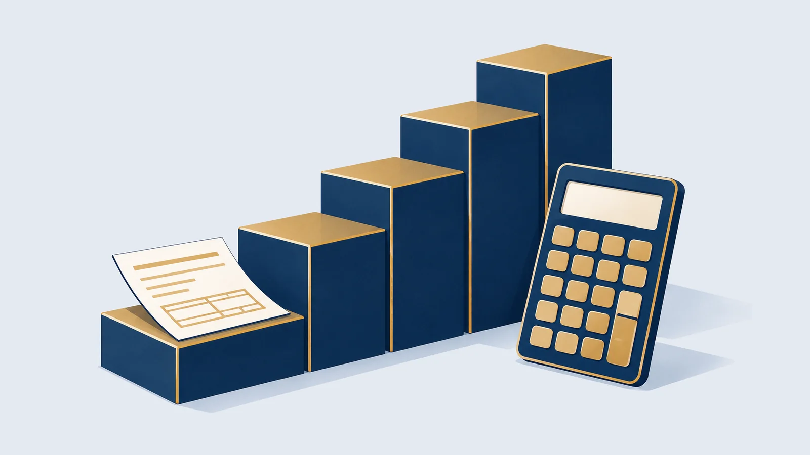 Rising steps and calculator showing income tax slab rates and the tax-free limit in Bangladesh 2026-27