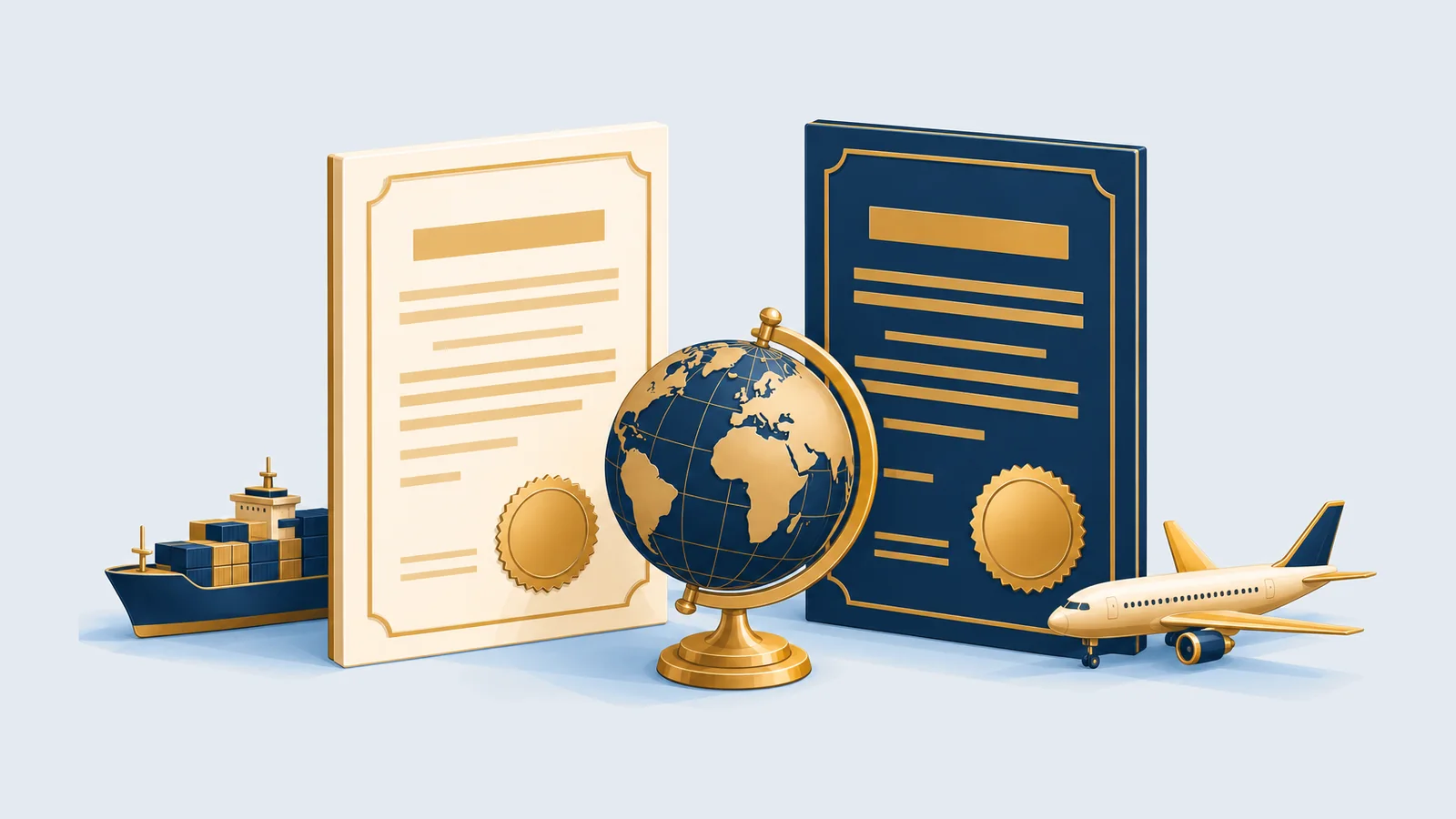 Two certificates with a globe, ship and aeroplane, for IRC and ERC import-export registration in Bangladesh