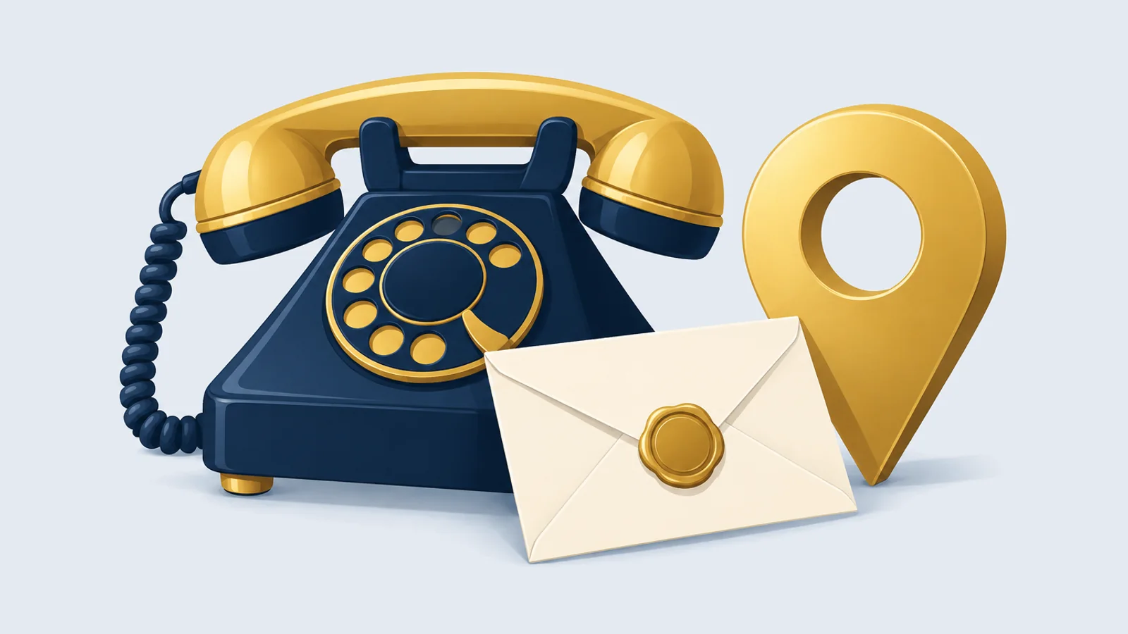 A desk telephone, a sealed envelope and a map pin: contact BD Advocacy in Kakrail, Dhaka