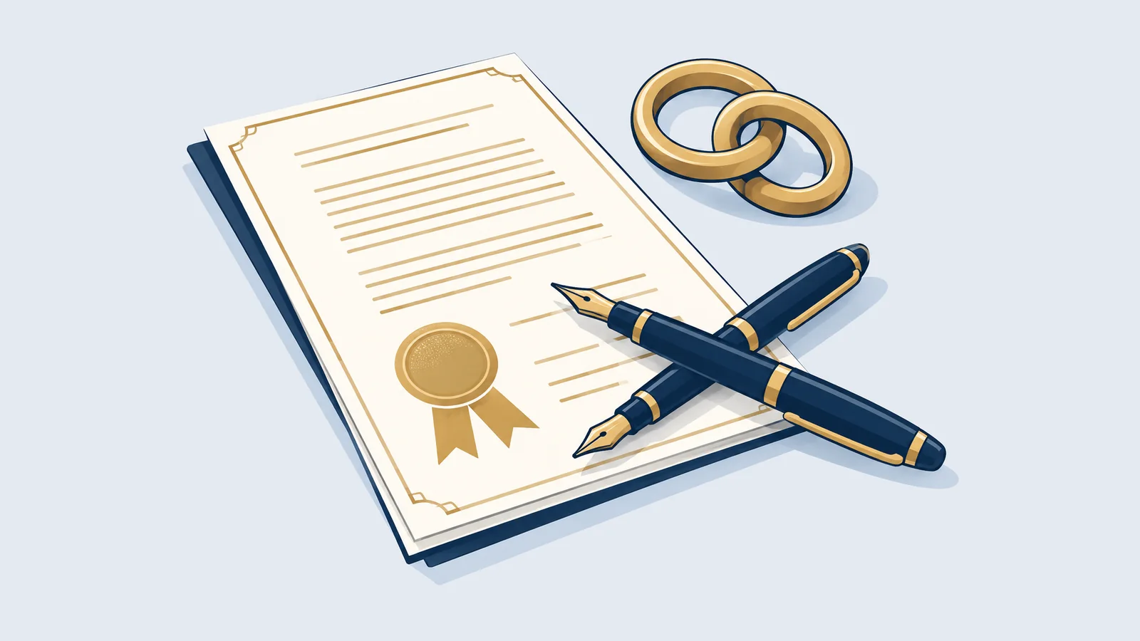Deed document with two crossed pens and a ribbon seal, for a partnership deed and firm registration in Bangladesh