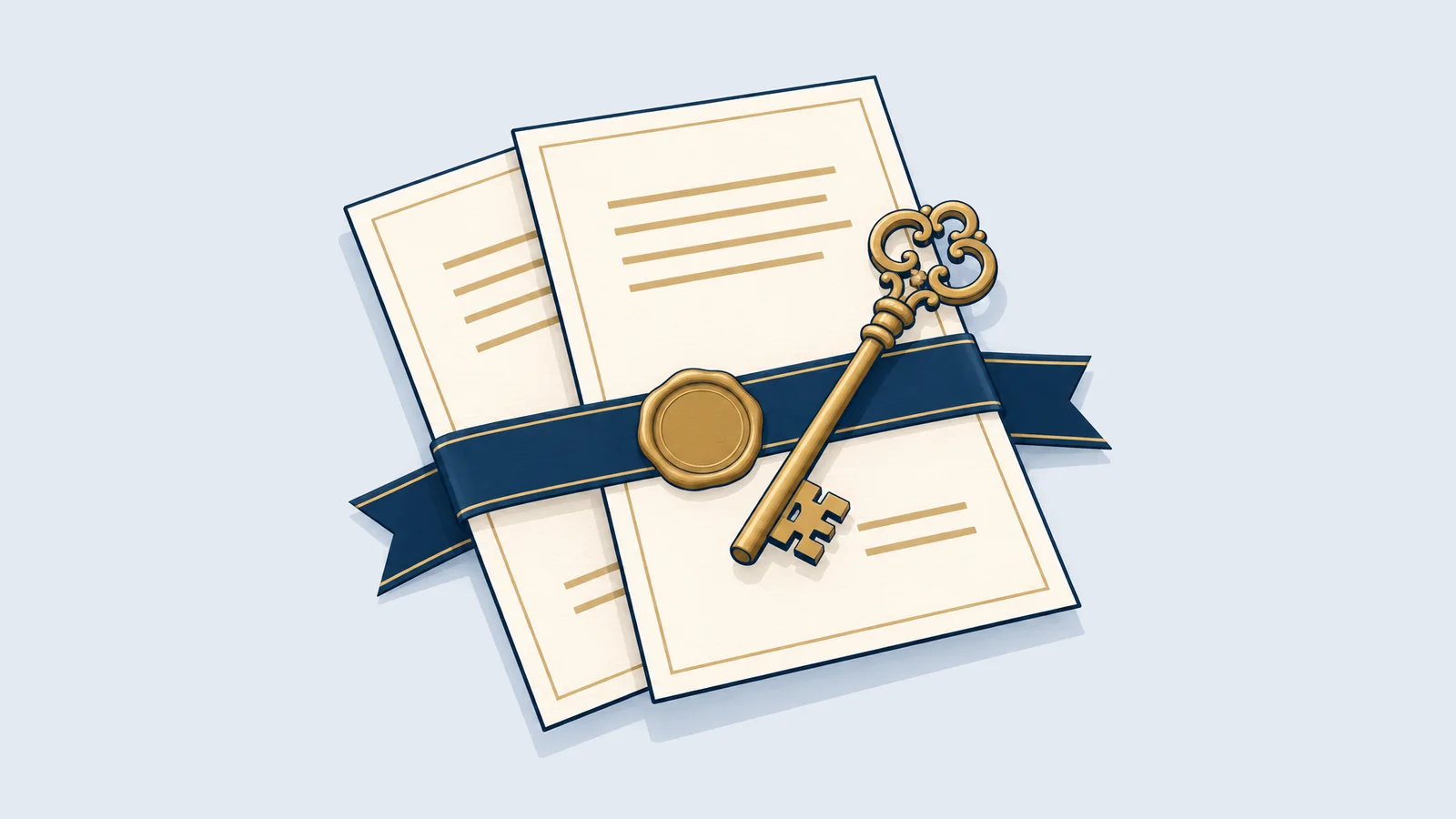 Sealed documents with a ribbon and a brass key, for power of attorney in Bangladesh