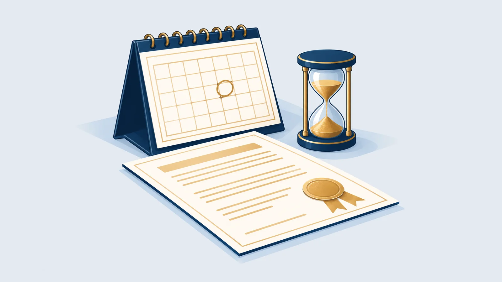 Desk calendar, annual return form and hourglass, for the RJSC annual return, AGM and late fees