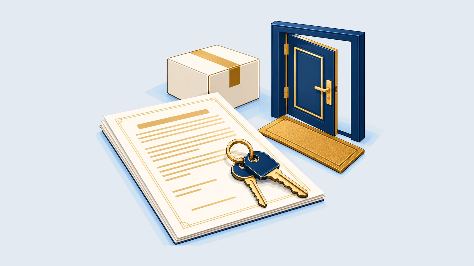Illustration of a rented house and keys for tenant eviction and rent law in Bangladesh