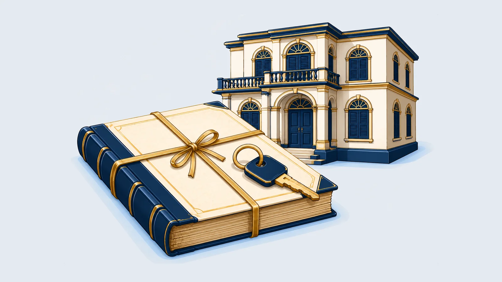 Illustration of a locked public building representing vested property return in Bangladesh