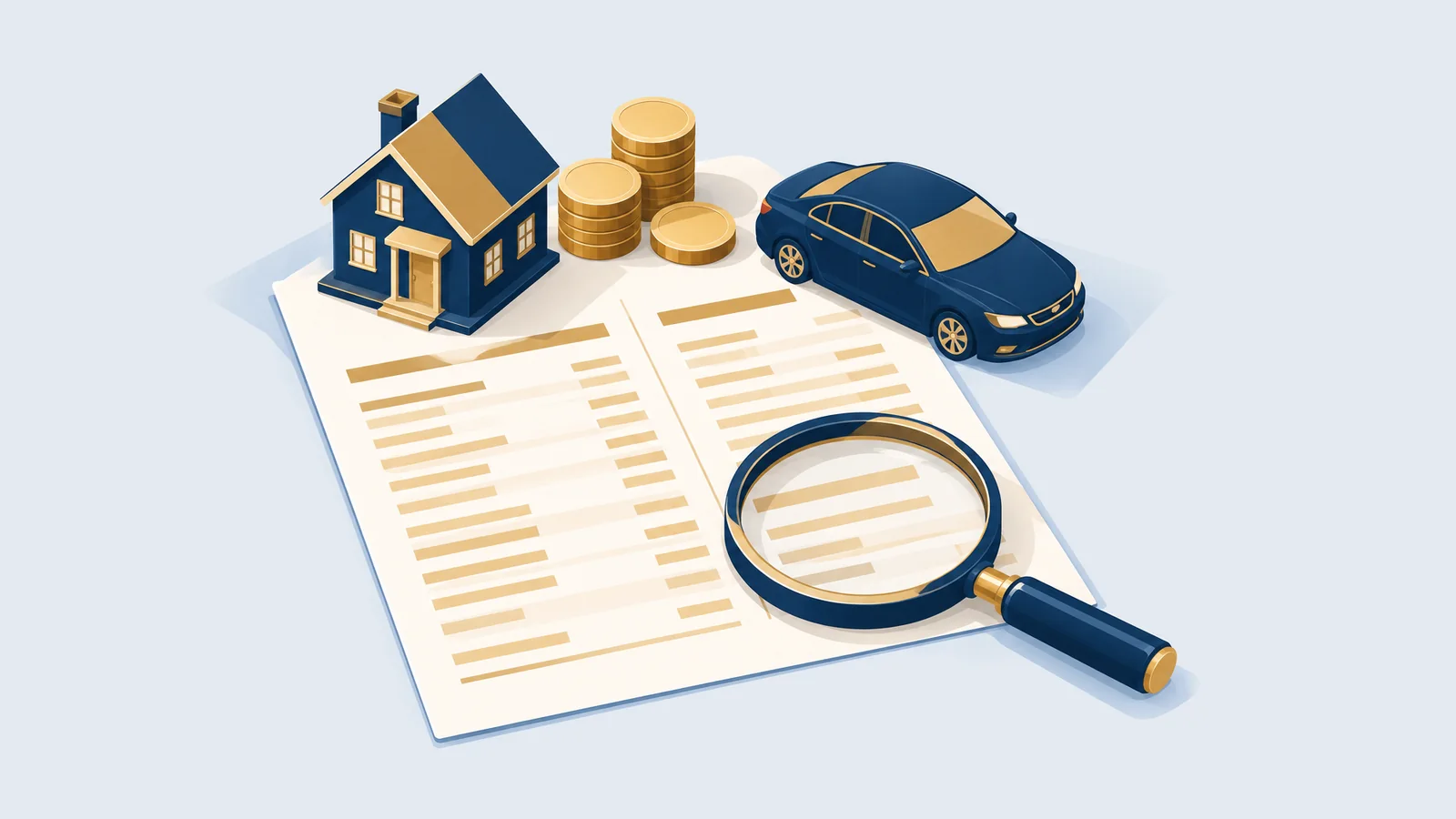 Statement sheet with a house, car and coins, for the IT-10B wealth statement in Bangladesh