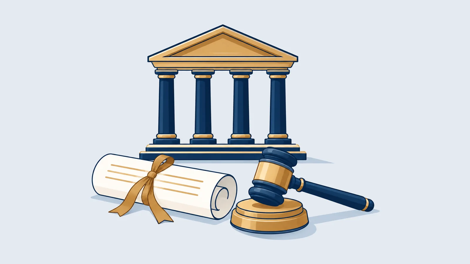 Illustration of columns, a petition and a gavel, for a writ petition in the High Court of Bangladesh